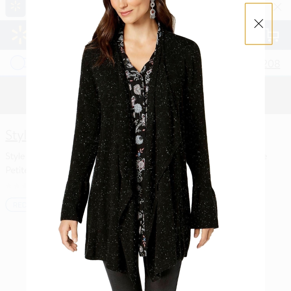 Style & Co Ruffle Sleeve Cardigan Sweater - Medium